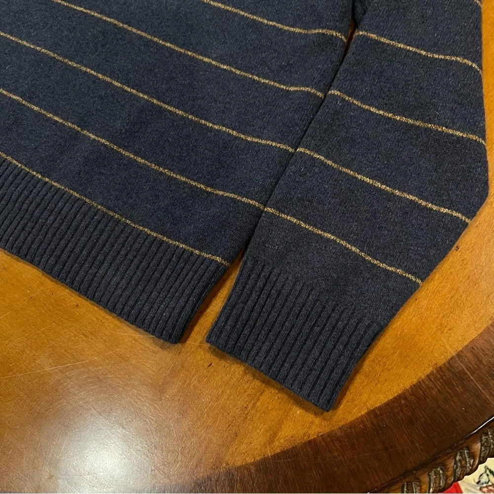 NEW $295 Vince Men’s‎ Wool Blend Striped Turtleneck Sweater Coastal Blue/Tan XL